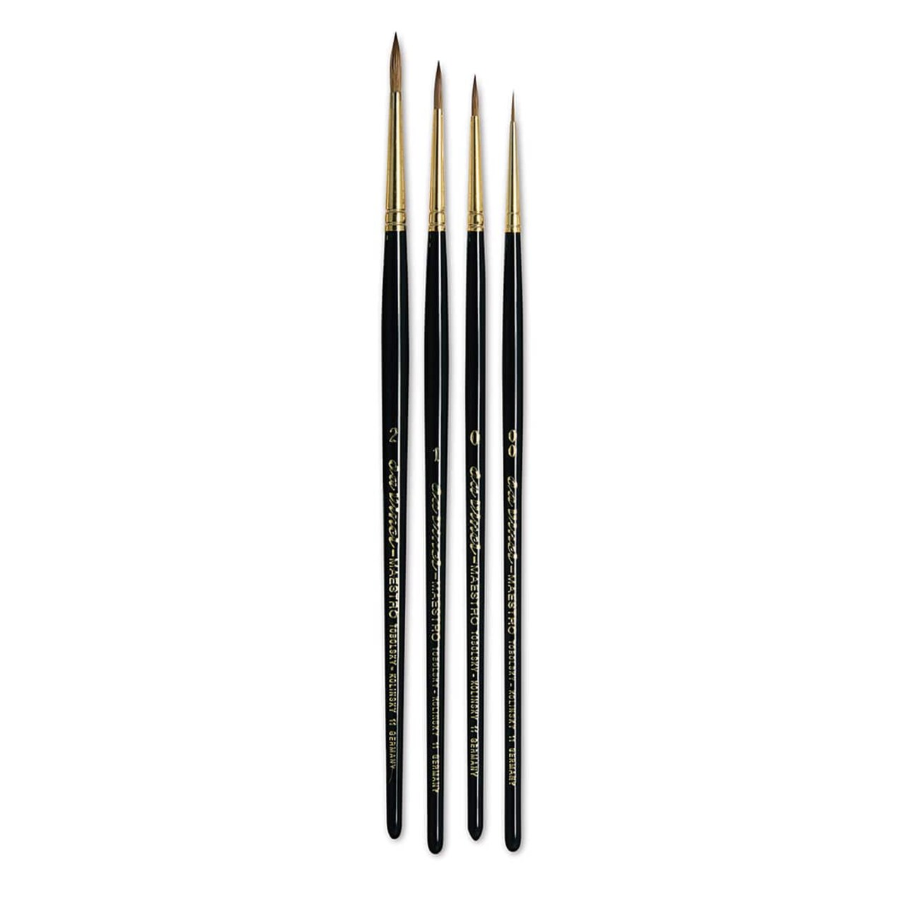 Da Vinci Maestro Kolinsky Brushes - Set of 4, Series 11 Full Belly Round, Short Handle